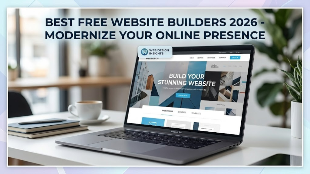 Best free website builders 2026 - modern laptop showing stunning website designs